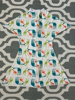 Sleeping Baby White Sleep Sack with Teal, Lime & Orange Giraffe Print